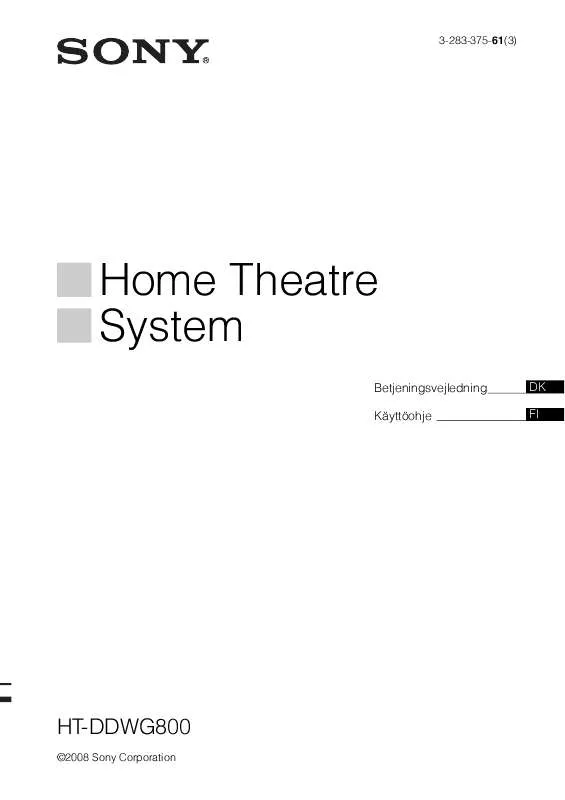 Mode d'emploi SONY HT-DDWG800