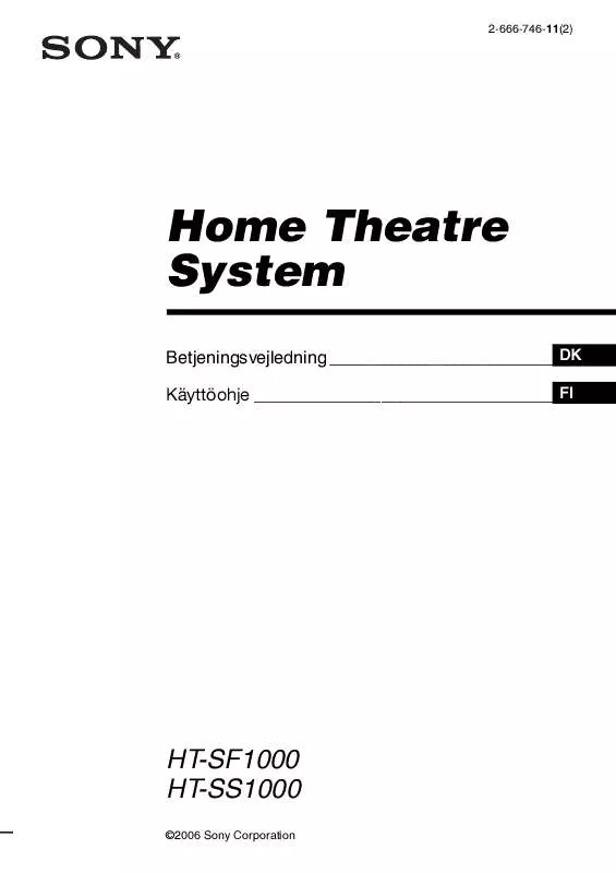 Mode d'emploi SONY HT-SF1000