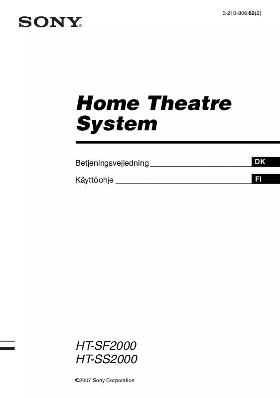 Mode d'emploi SONY HT-SF2000