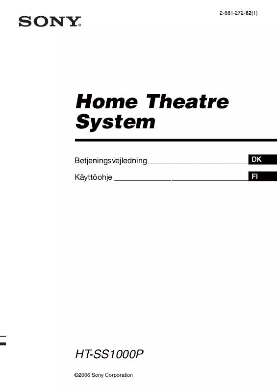 Mode d'emploi SONY HT-SS1000P