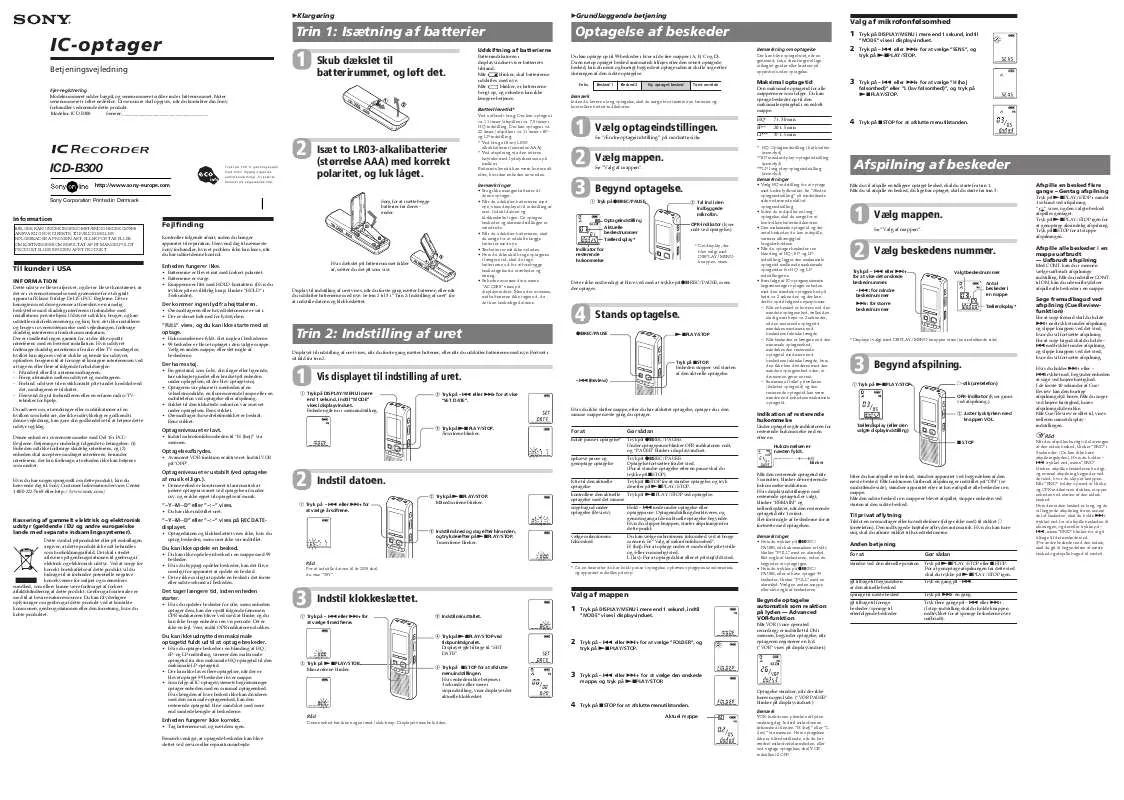 Mode d'emploi SONY ICD-B300