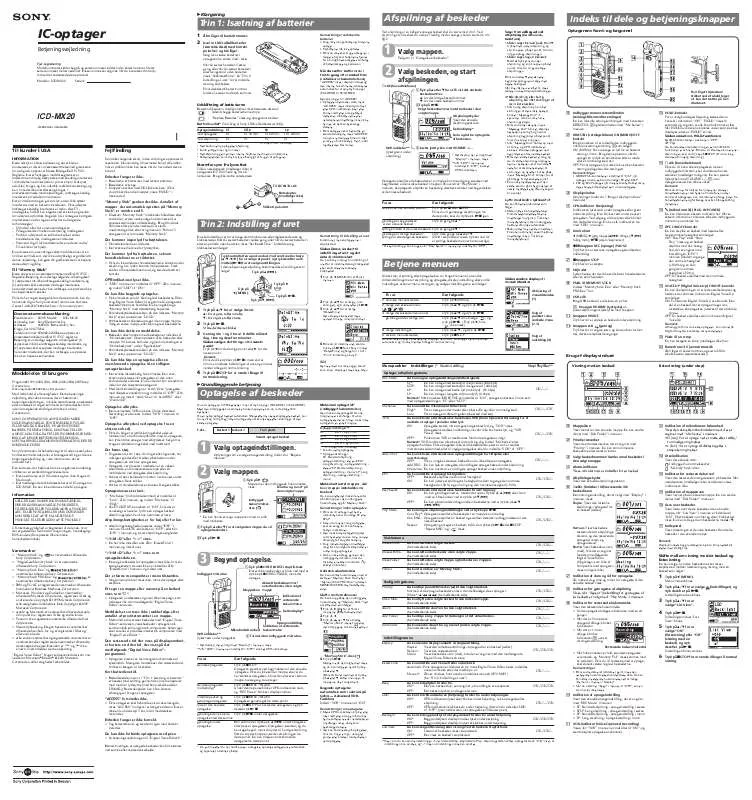 Mode d'emploi SONY ICD-MX20