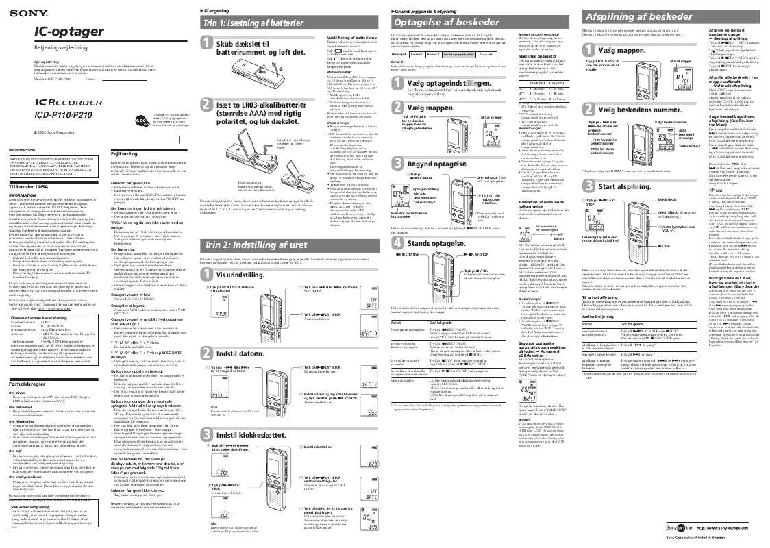 Mode d'emploi SONY ICD-P210