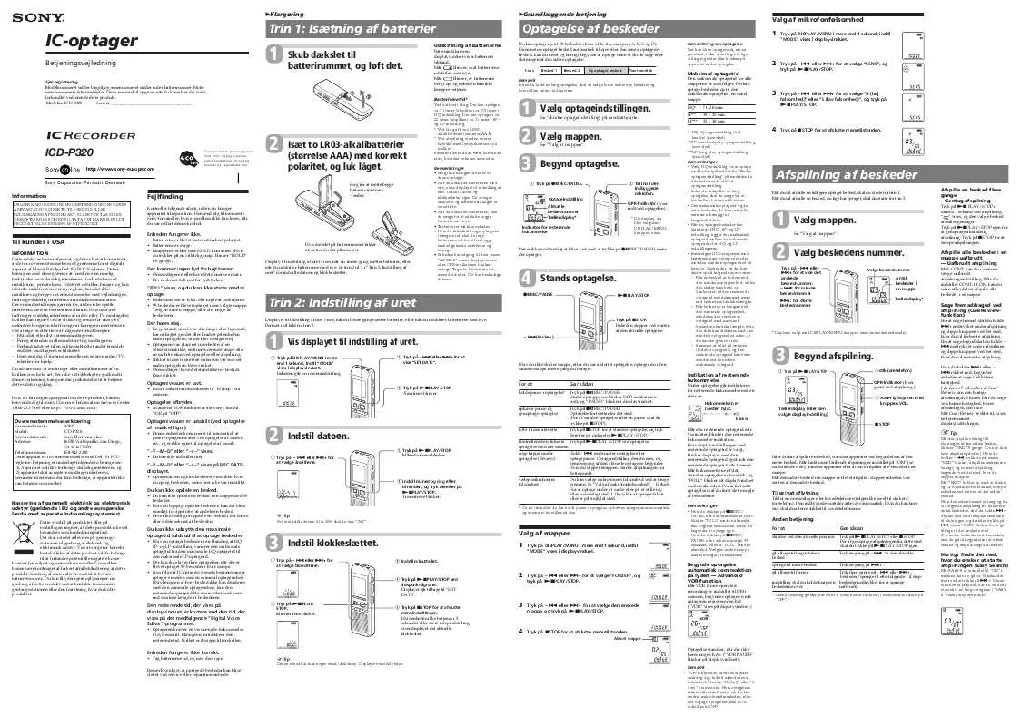 Mode d'emploi SONY ICD-P320