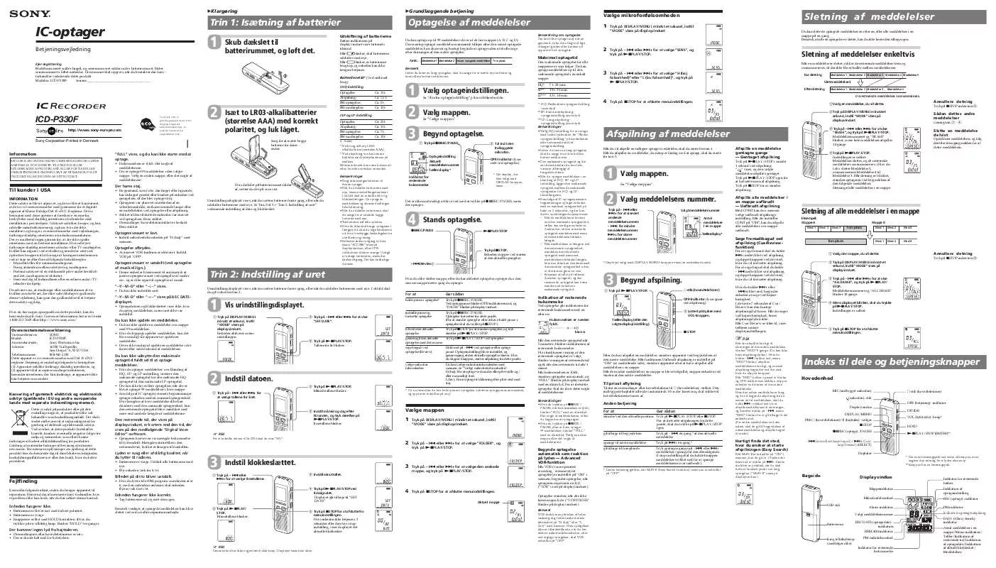 Mode d'emploi SONY ICD-P330F