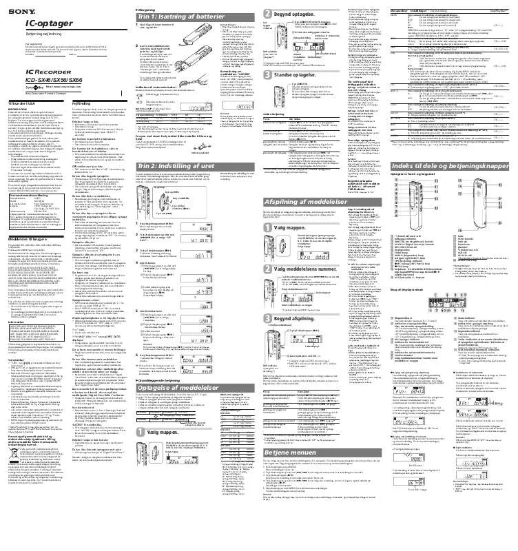 Mode d'emploi SONY ICD-SX46