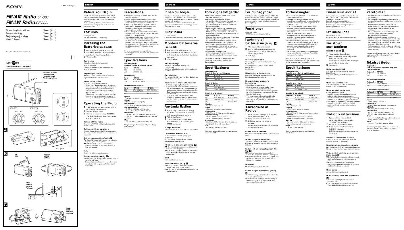 Mode d'emploi SONY ICF-303