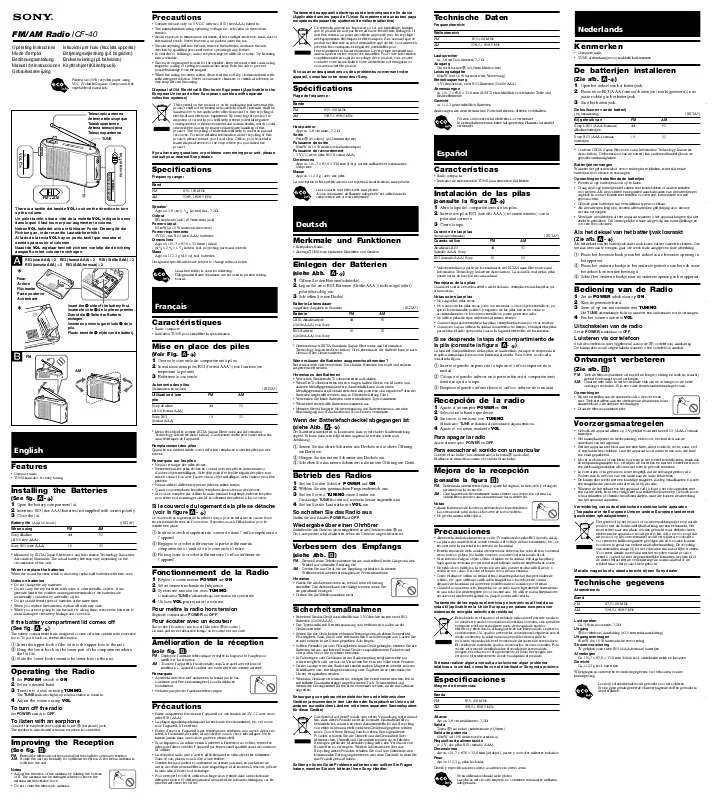 Mode d'emploi SONY ICF-40