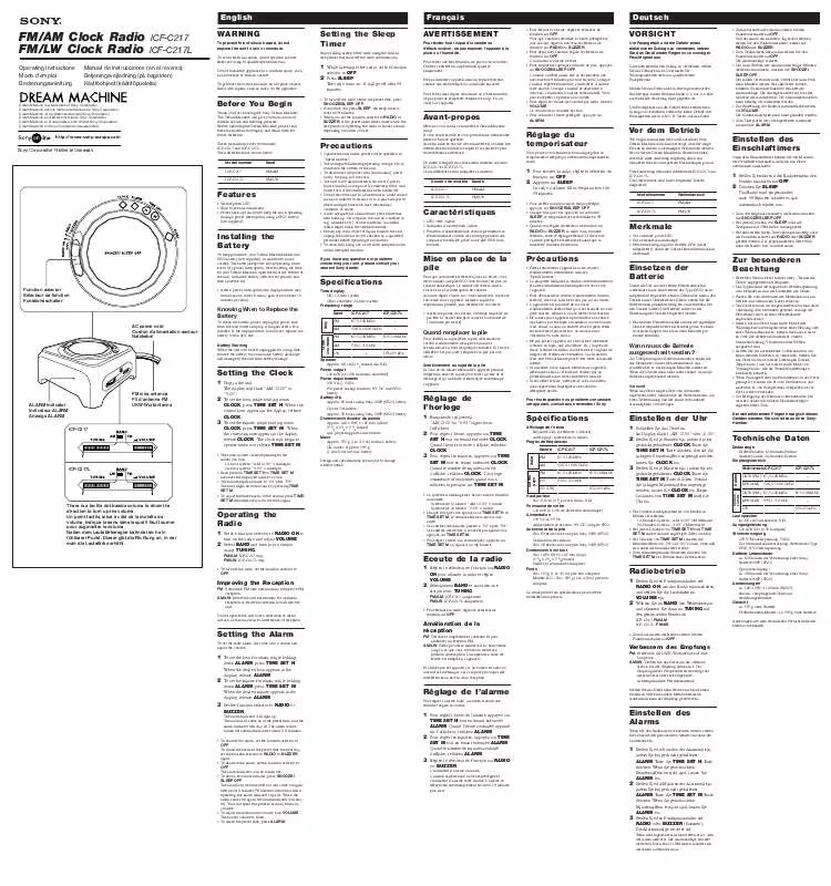 Mode d'emploi SONY ICF-C217