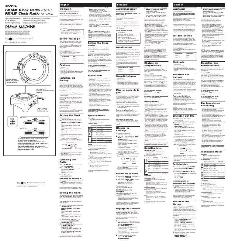 Mode d'emploi SONY ICF-C317