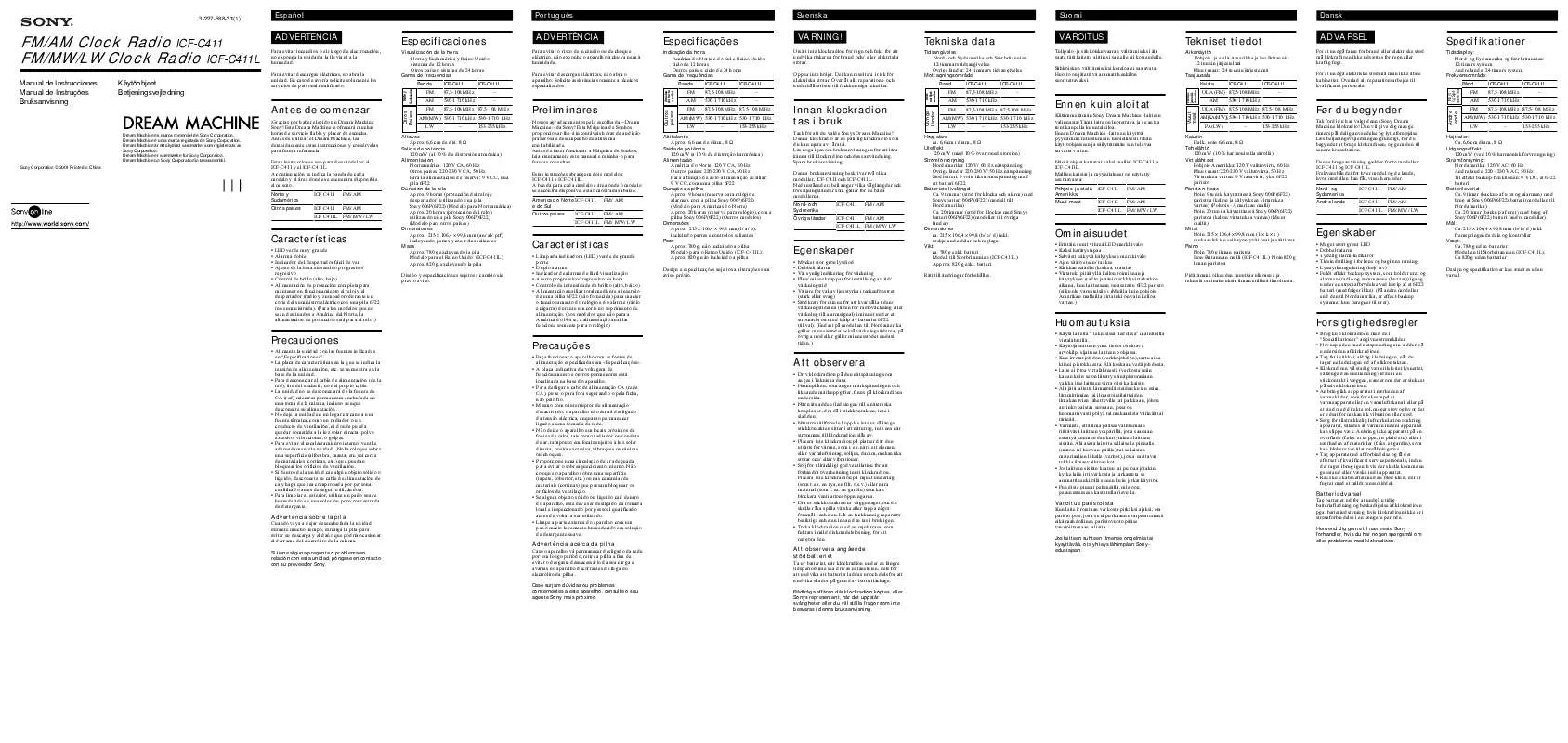 Mode d'emploi SONY ICF-C411