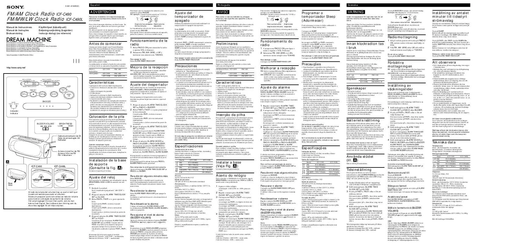 Mode d'emploi SONY ICF-C490