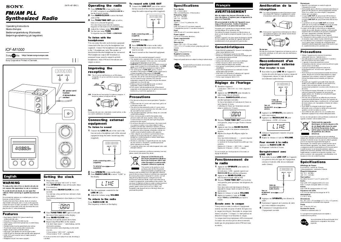 Mode d'emploi SONY ICF-M1000