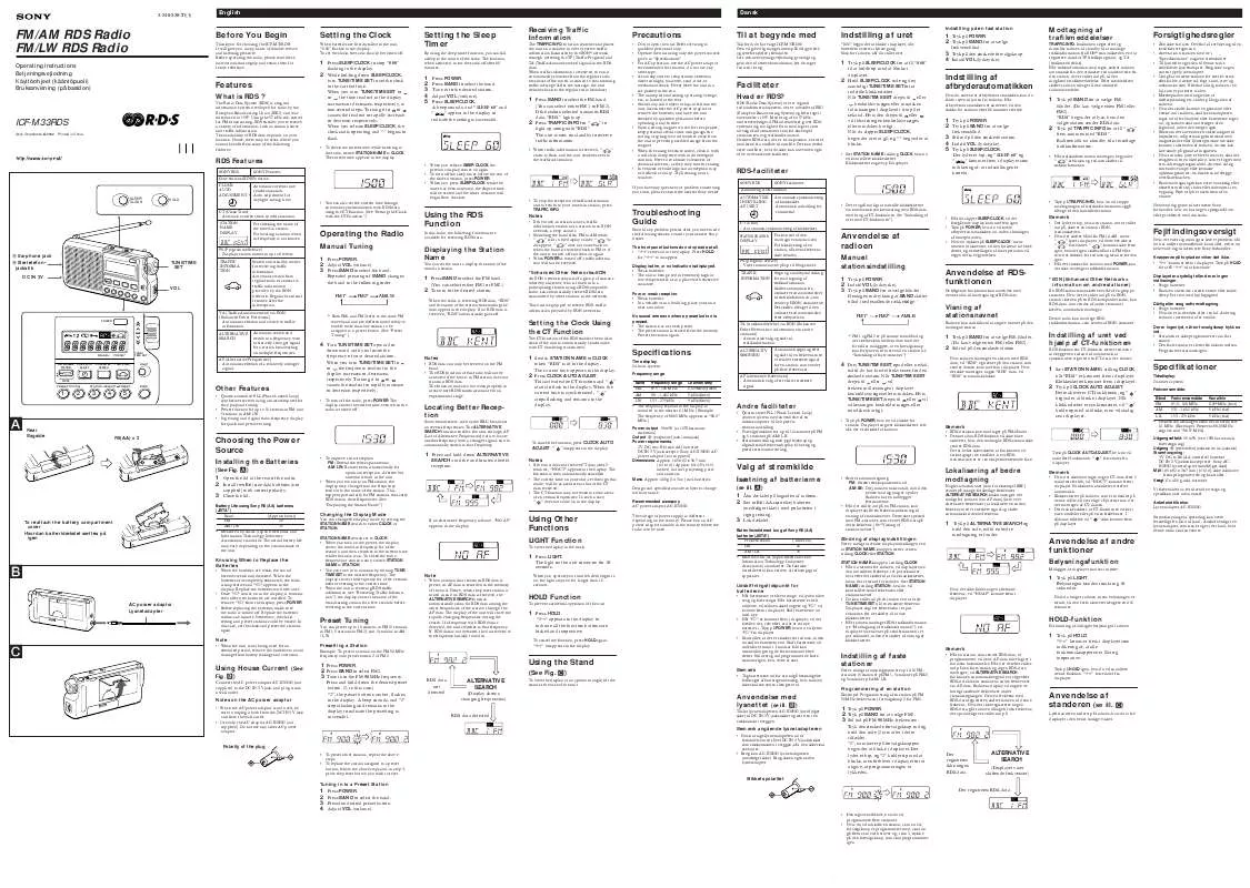 Mode d'emploi SONY ICF-M33RDS