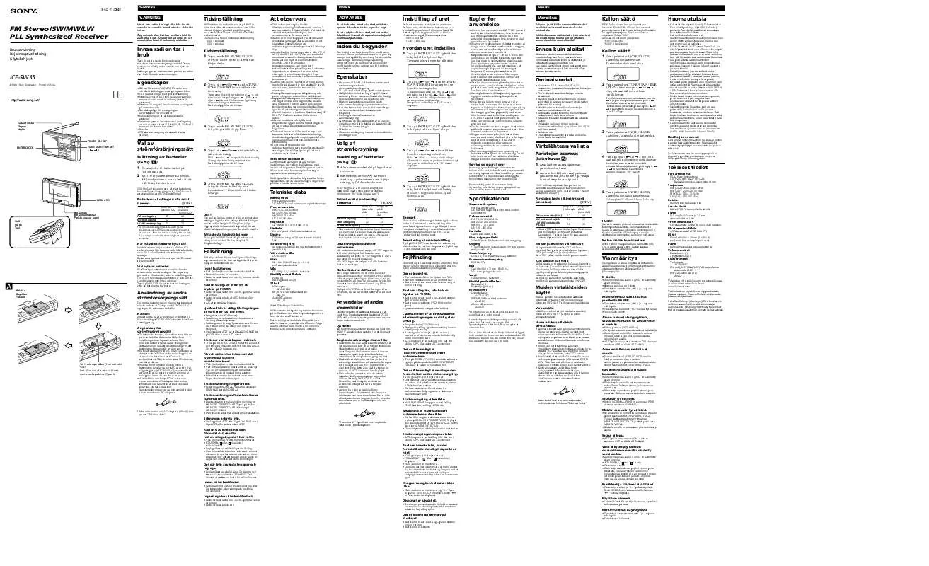 Mode d'emploi SONY ICF-SW35