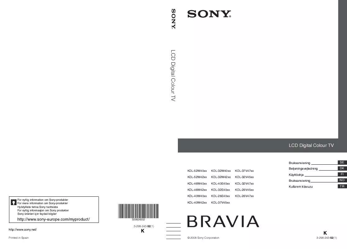 Mode d'emploi SONY KDL-32E4000