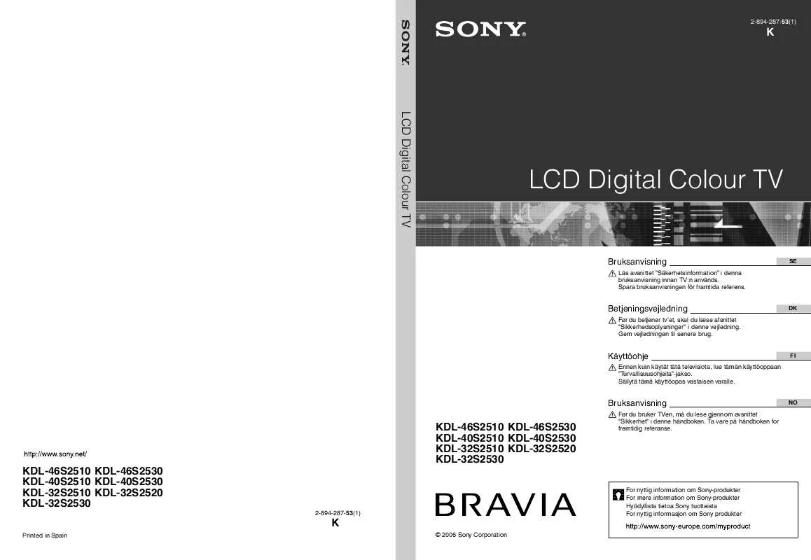 Mode d'emploi SONY KDL-32S2520