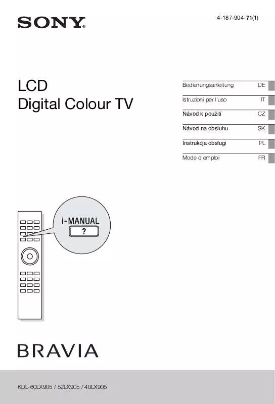 Mode d'emploi SONY KDL-40LX905