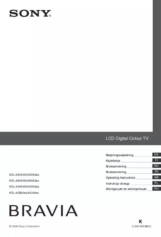 Mode d'emploi SONY KDL-40U4000