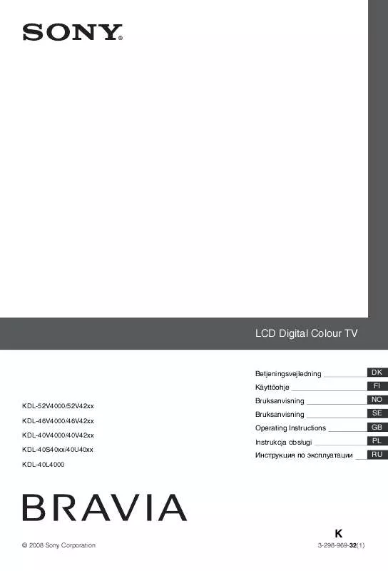 Mode d'emploi SONY KDL-40V4230