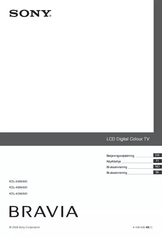 Mode d'emploi SONY KDL-40X4500