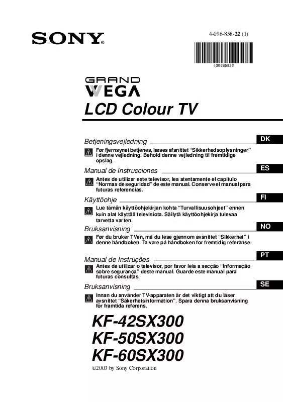 Mode d'emploi SONY KF-50SX300