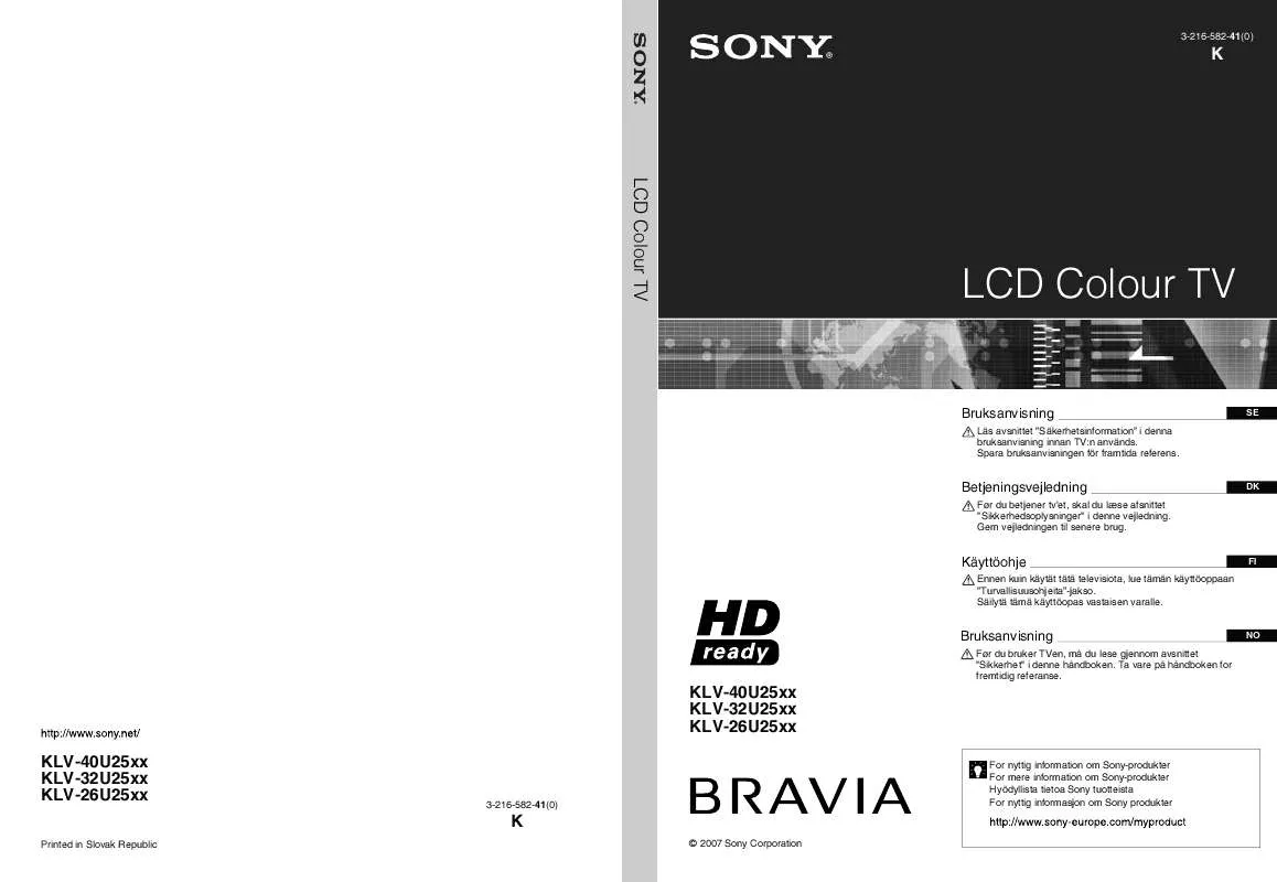 Mode d'emploi SONY KLV-26U2520