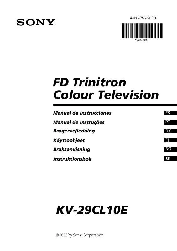 Mode d'emploi SONY KV-29CL10E