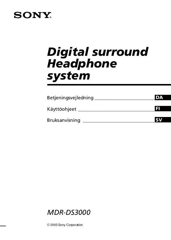 Mode d'emploi SONY MDR-DS3000