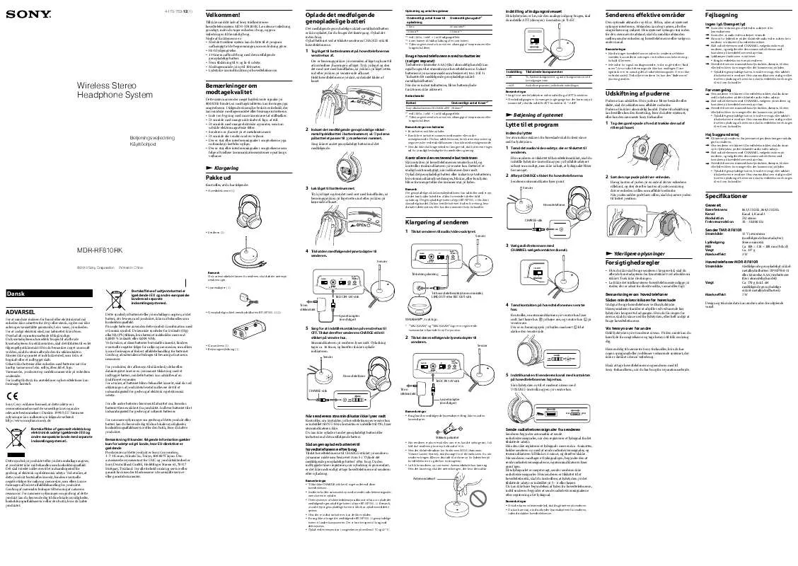 Mode d'emploi SONY MDR-RF810RK