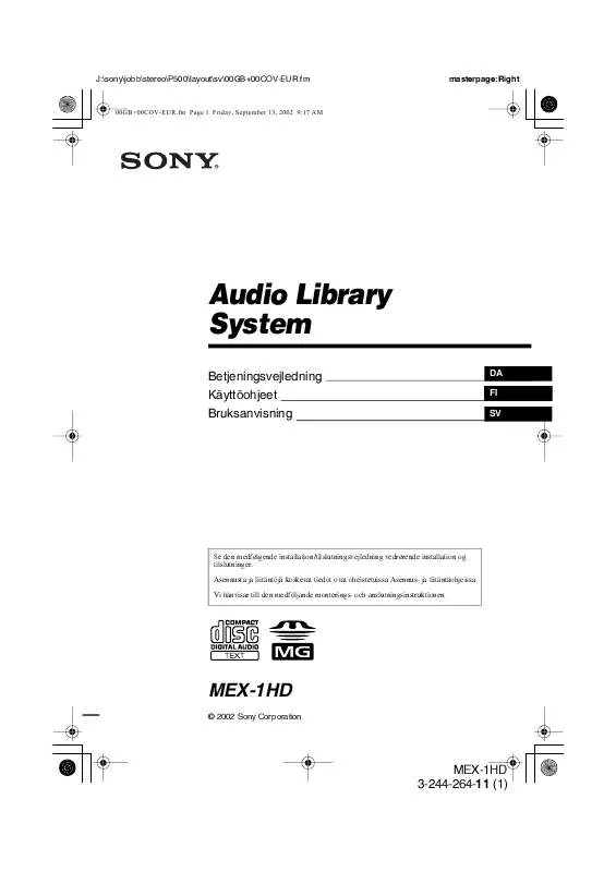 Mode d'emploi SONY MEX-1HD