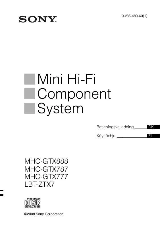 Mode d'emploi SONY MHC-GTX888