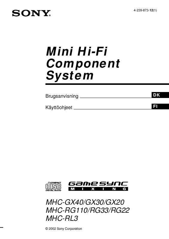 Mode d'emploi SONY MHC-GX30