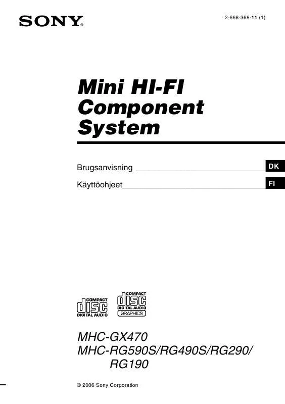 Mode d'emploi SONY MHC-GX470