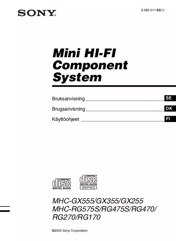 Mode d'emploi SONY MHC-GX555