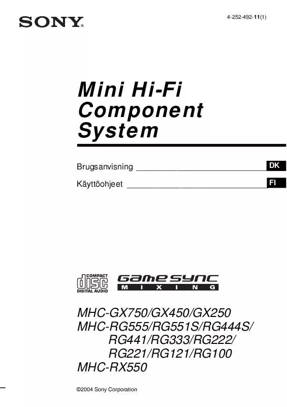 Mode d'emploi SONY MHC-GX750