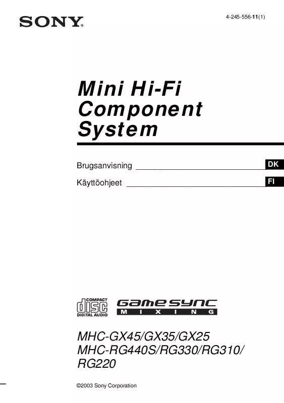 Mode d'emploi SONY MHC-RG310