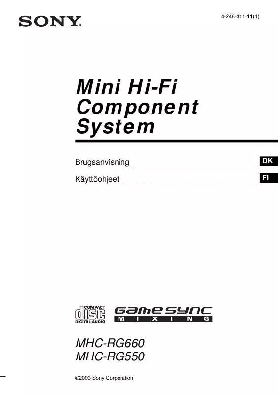 Mode d'emploi SONY MHC-RG550