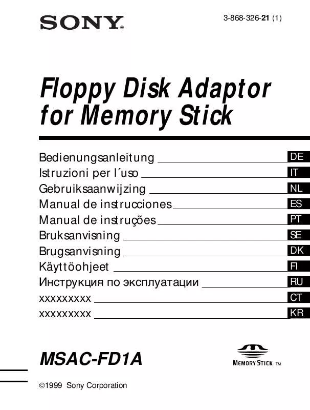 Mode d'emploi SONY MSAC-FD1A