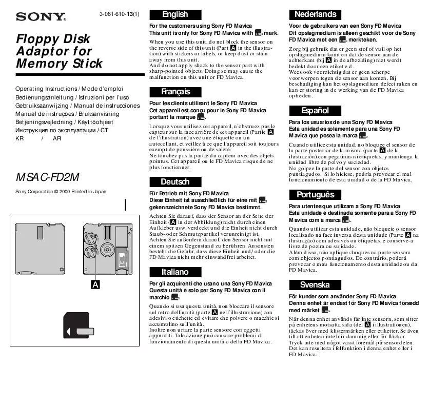 Mode d'emploi SONY MSAC-FD2M