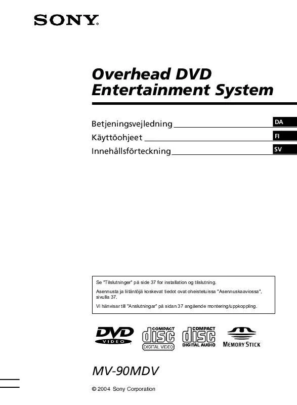 Mode d'emploi SONY MV-90MDV