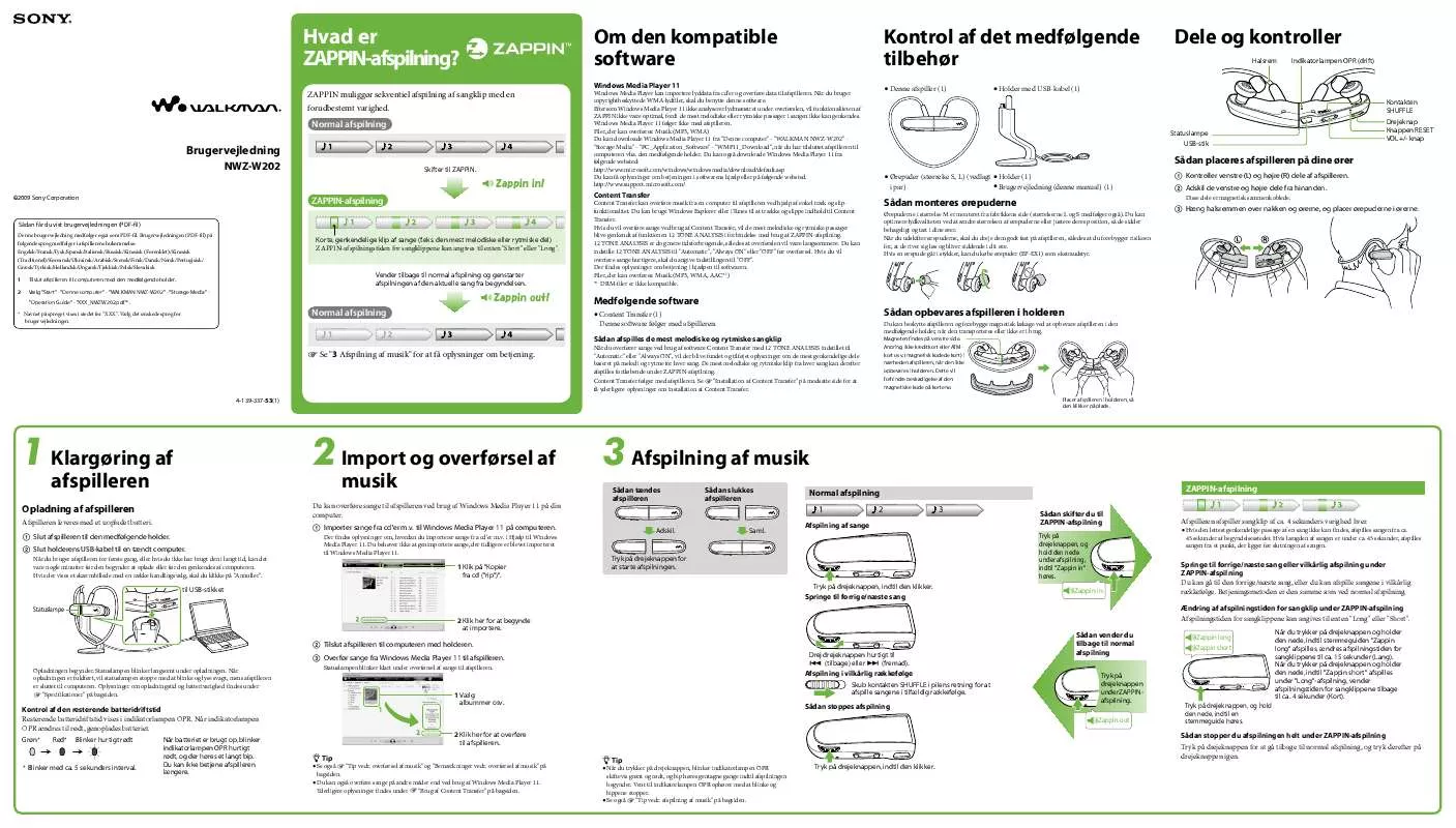 Mode d'emploi SONY NWZ-W202