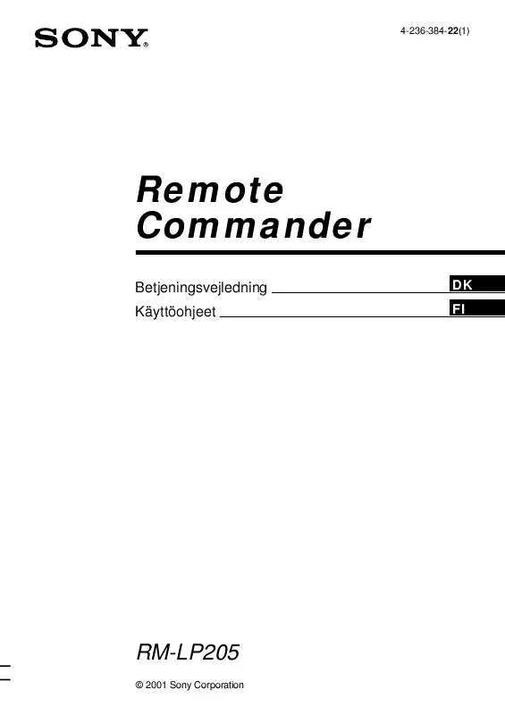 Mode d'emploi SONY RM-LP205