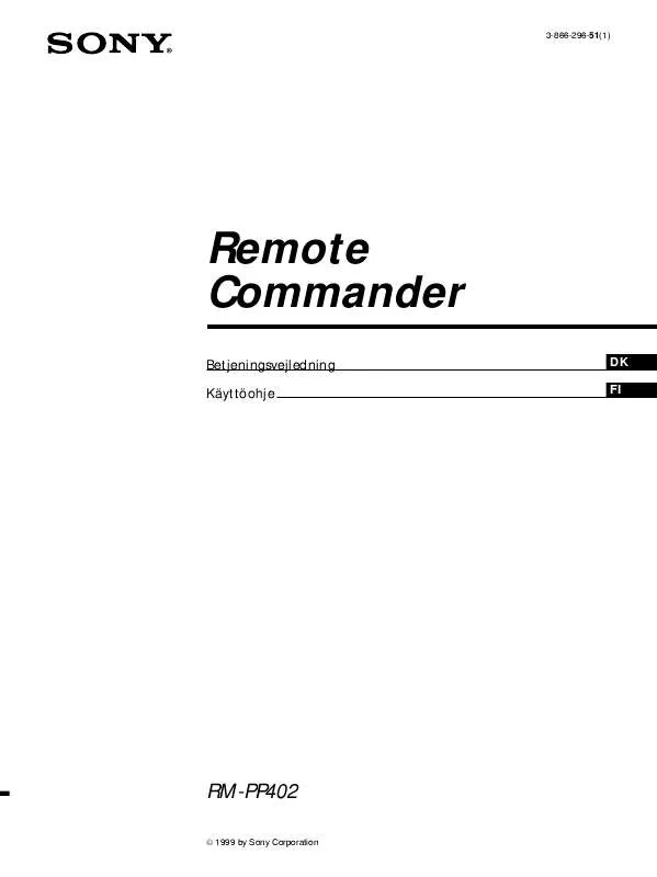 Mode d'emploi SONY RM-PP402