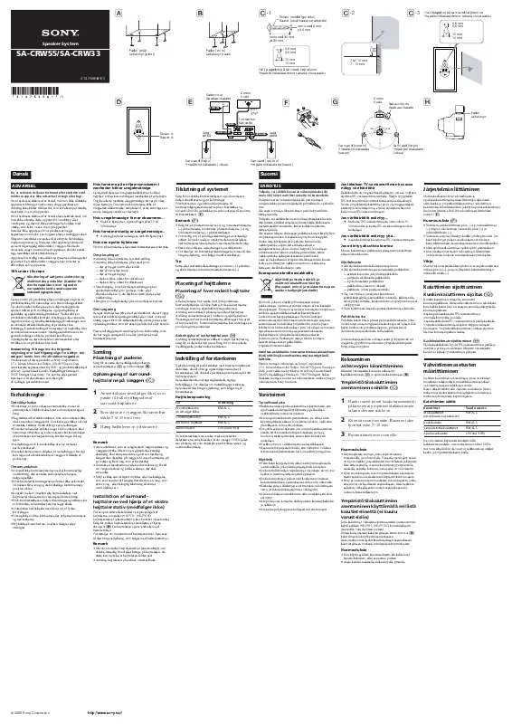 Mode d'emploi SONY SA-CRW33