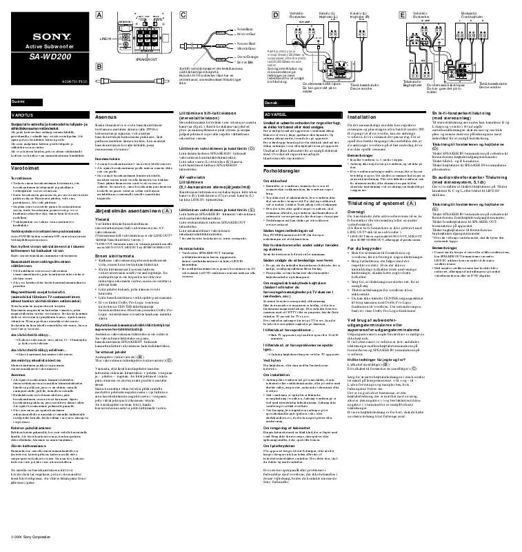 Mode d'emploi SONY SA-WD200