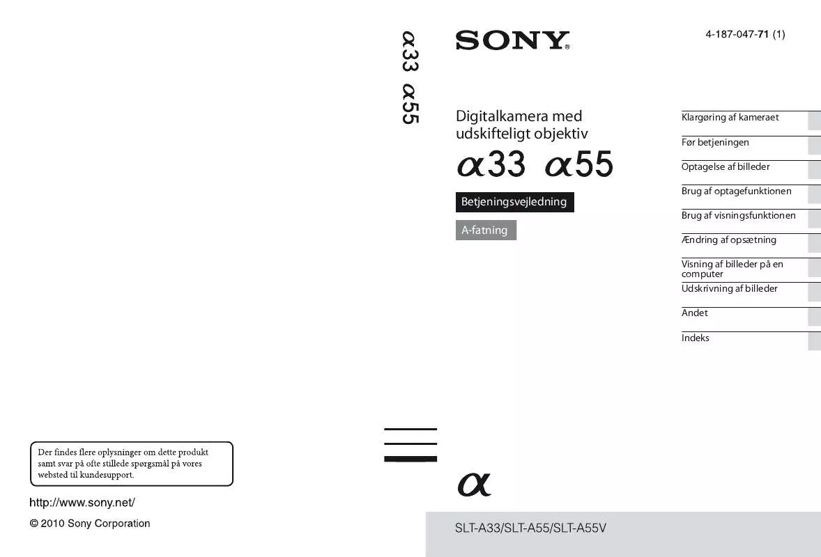 Mode d'emploi SONY SLT-A55V