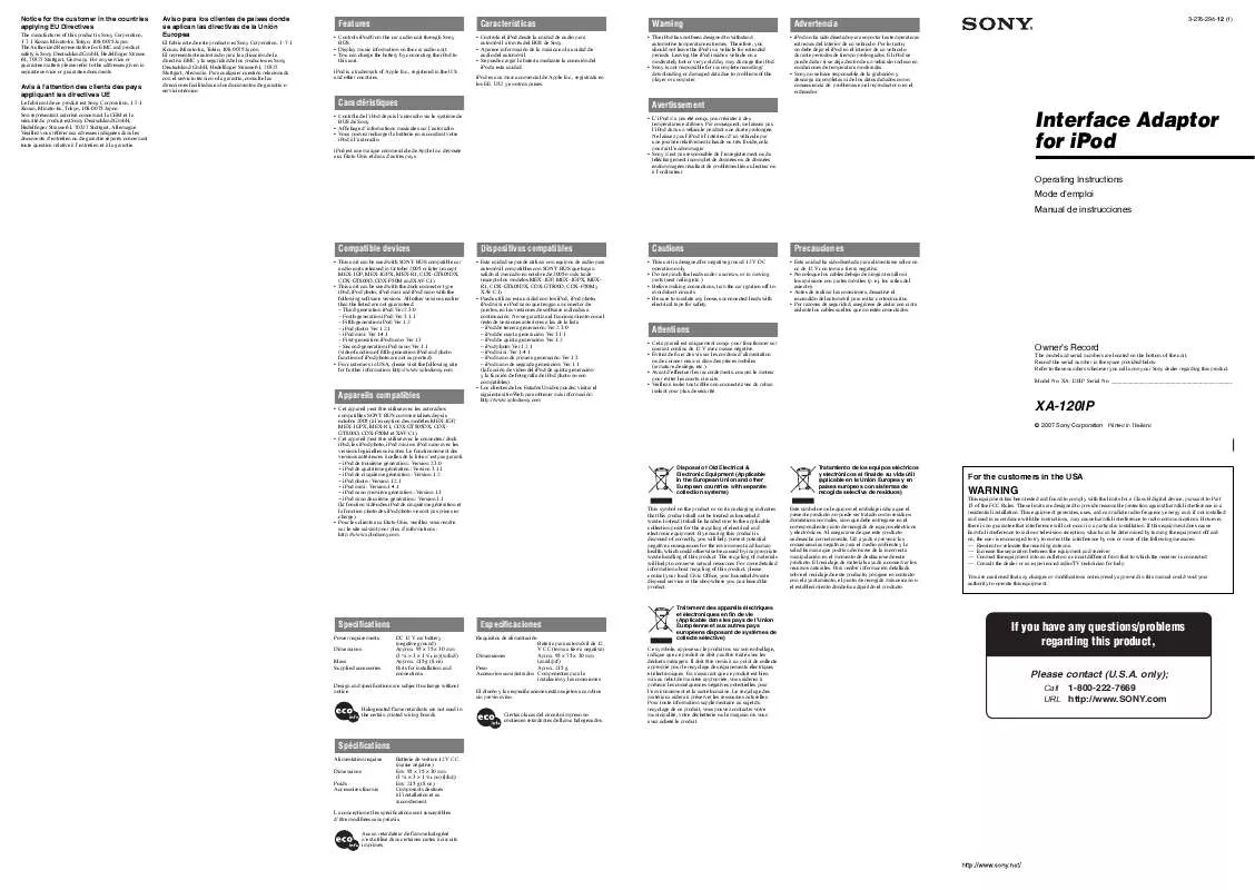 Mode d'emploi SONY SS-V331