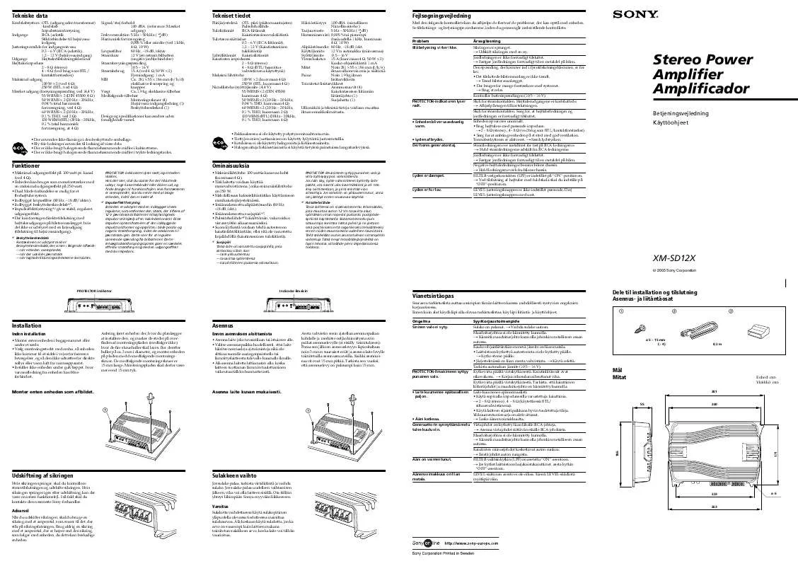 Mode d'emploi SONY XM-SD12X