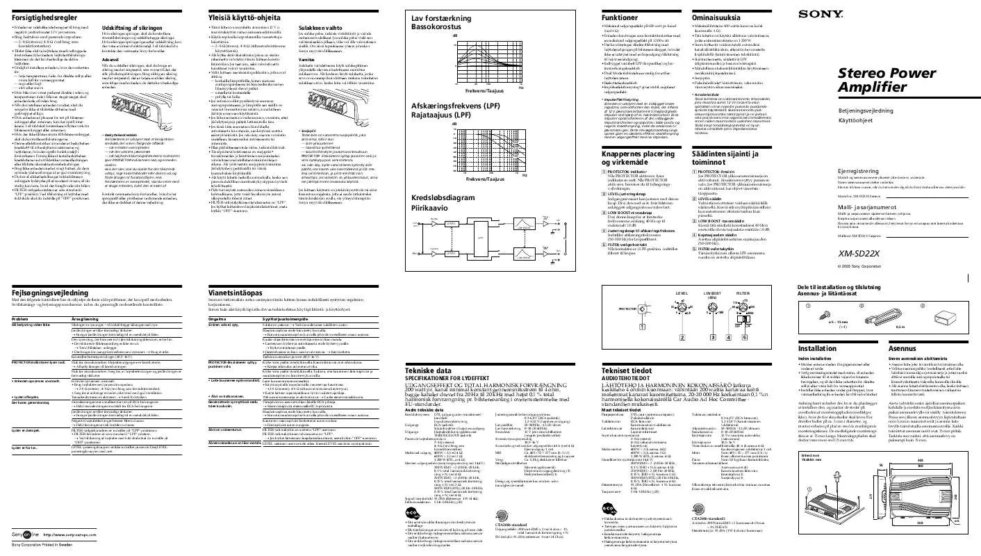 Mode d'emploi SONY XM-SD22X